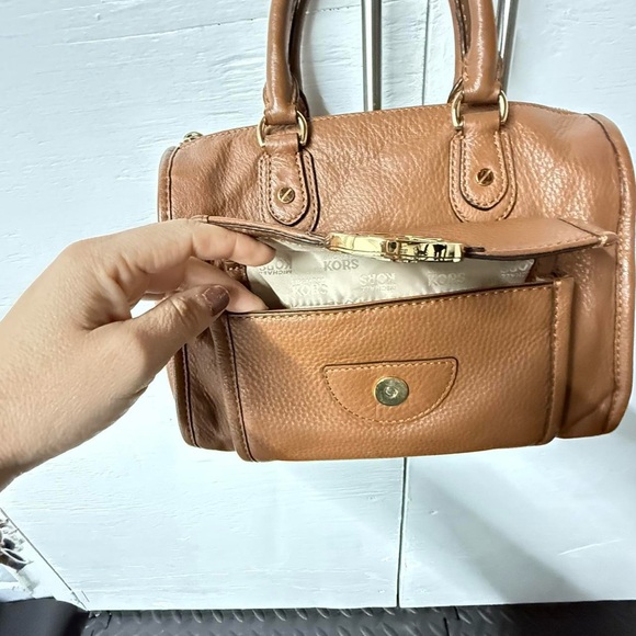 Michael Kors Tan Leather Satchel with Gold Accents - Picture 4 of 8
